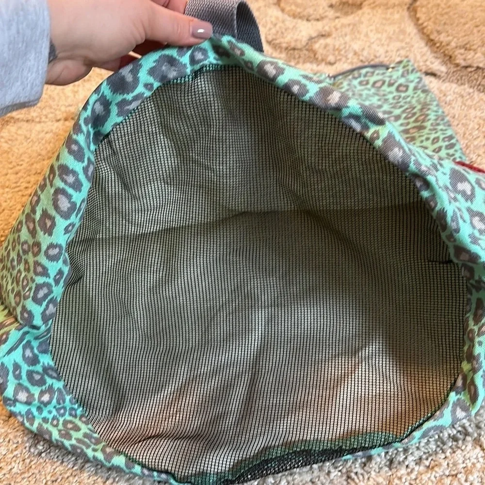 VERY RARE Victoria's Secret PINK Seafoam Dorm Green Leopard Print Laundry Bag
